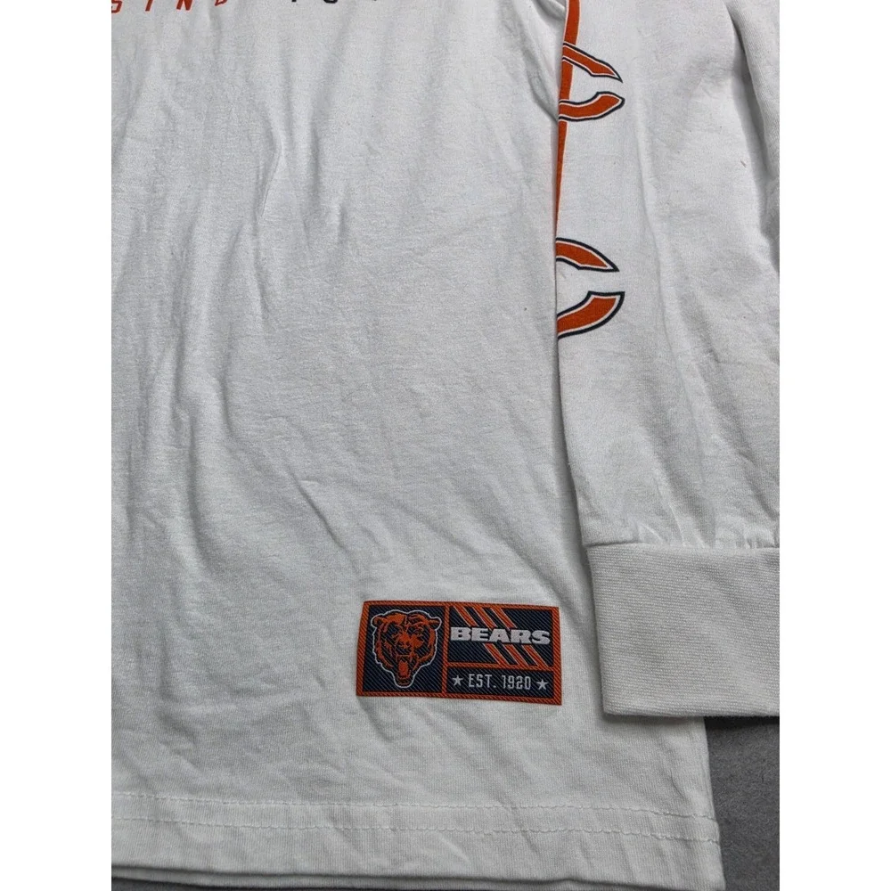 NFL Team Apparel Chicago Bears Football Shirt Mens Medium White Cotton Graphic